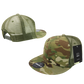 High Crown Multi Camo Trucker Snapback Cap, Camo/Olive Adjustable Hat