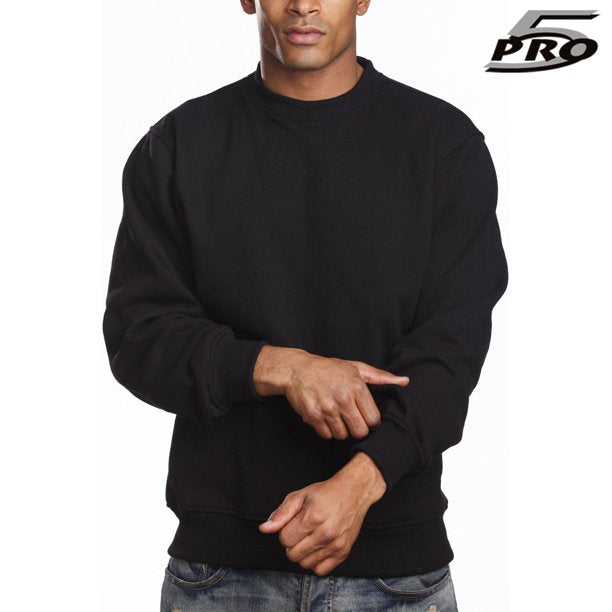 PRO 5 Men's Heavy Weight Fleece Crew neck Pullover Sweater S to 5XL - BLACK