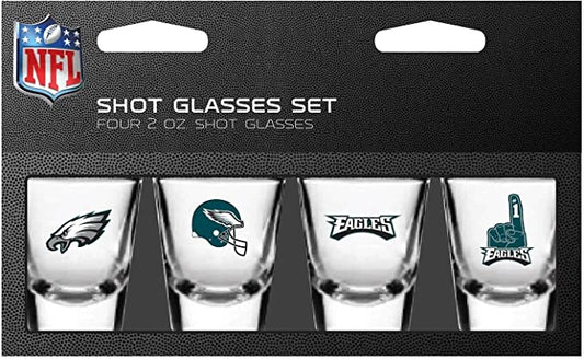 Juego de 4 vasos de chupito de los Philadelphia Eagles, 2 onzas 