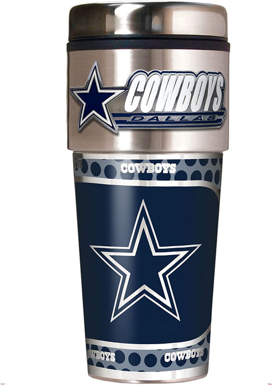 Dallas Cowboys Vaso de viaje metálico de acero inoxidable de 16 oz