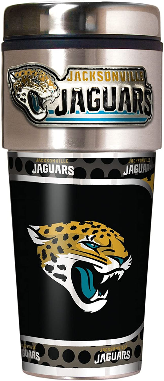 Vaso de viaje metálico Jacksonville Jaguars de acero inoxidable de 16 onzas