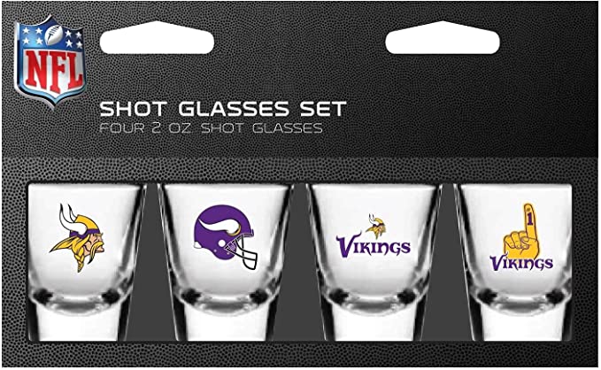 Minnesota Vikings Shot Glasses Set Four 2oz