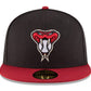 New Era 59FIFTY MLB 애리조나 다이아몬드백스 어센틱 컬렉션 필드 피티드 모자 블랙/레드