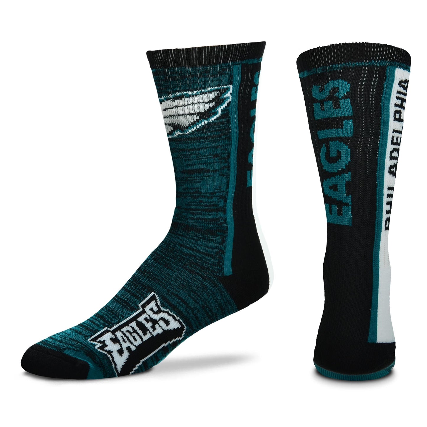 FBF Bar Stripe Vert Crew Socks Philadelphia Eagles Large(10-13)