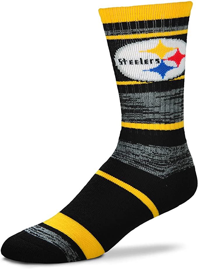 FBF 504 RMC Stripe Crew Socks Pittsburgh Steelers Large(10-13)