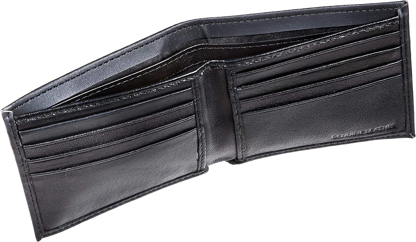 Black Leather Miami Dolphins Bi-fold Wallet