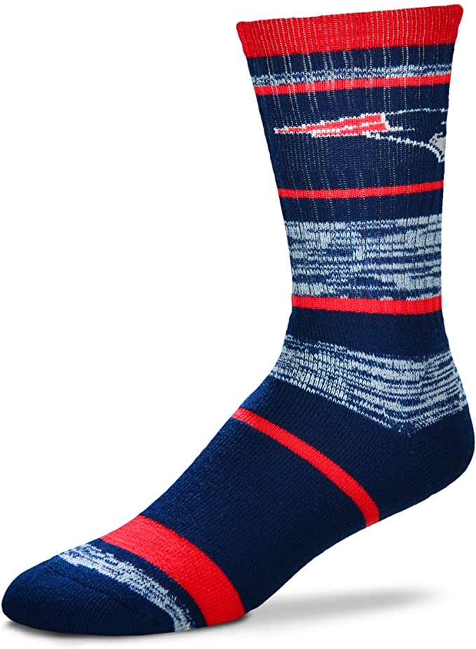 FBF 504 RMC Stripe Crew Socks New England Patriots Large(10-13)