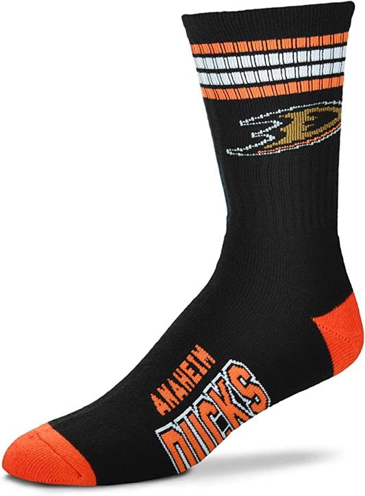 FBF 4 Stripe Deuce Crew Socks Anaheim Ducks Large(10-13)