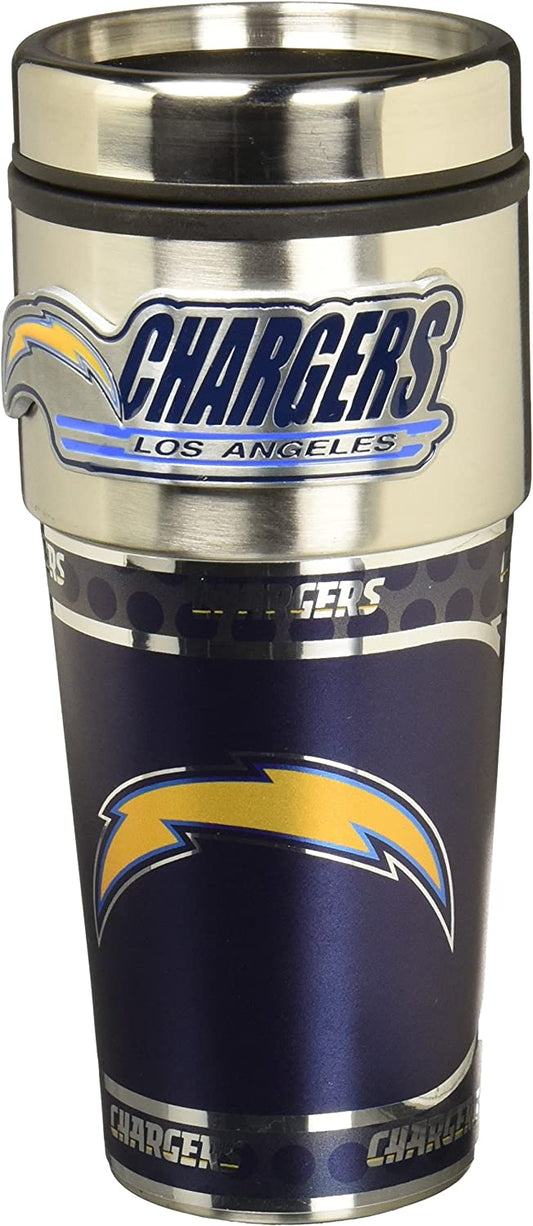 Los Angeles Chargers Vaso de viaje metálico de acero inoxidable de 16 oz