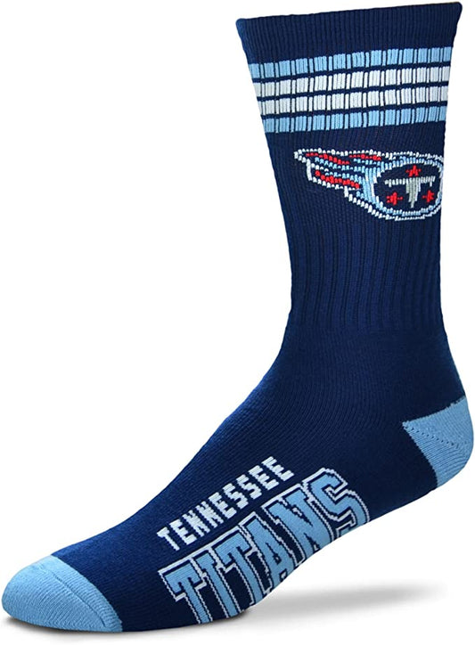 FBF 4 Stripe Deuce Crew Socks Tennessee Titans Large(10-13)