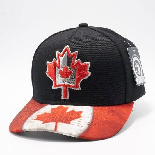 GORRA SNAPBACK CON BANDERA DE HOJA DE ARCE DE CANADÁ Negro