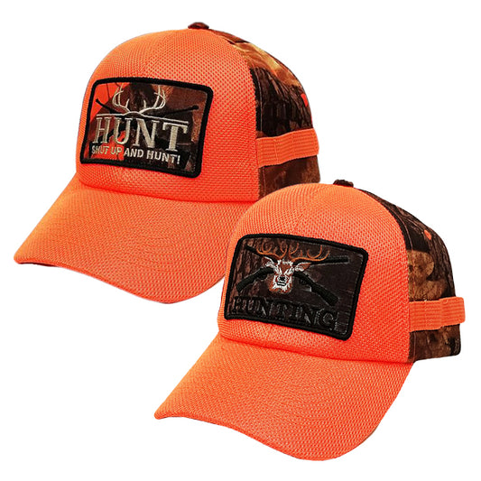 Gorra ajustable de camuflaje con parche de caza al aire libre para hombre - Camuflaje naranja