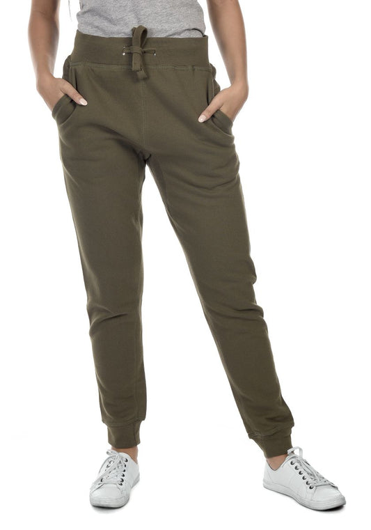 Pantalones de chándal premium unisex Active Fleece Casual Urban Basic Tapered fit Military Green