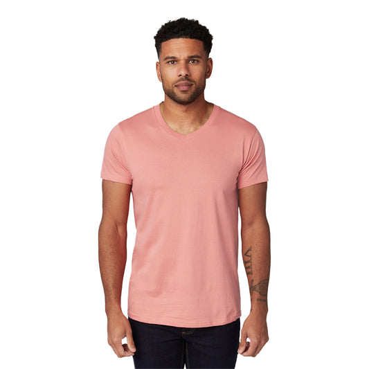 Pack de 3 camisetas de manga corta con cuello de pico y lavado suave para hombre Rosa polvo