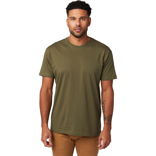 Camiseta unisex de manga corta con cuello redondo y lavado suave, paquete de 3, verde militar