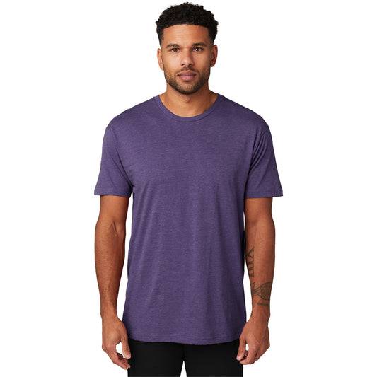 Paquete de 3 camisetas unisex de manga corta con cuello redondo y lavado suave Púrpura jaspeado