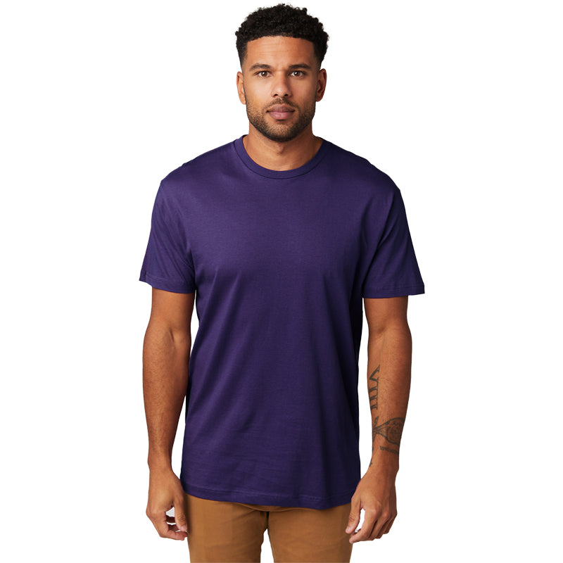 Camiseta unisex de manga corta con cuello redondo y lavado suave, paquete de 3, color morado