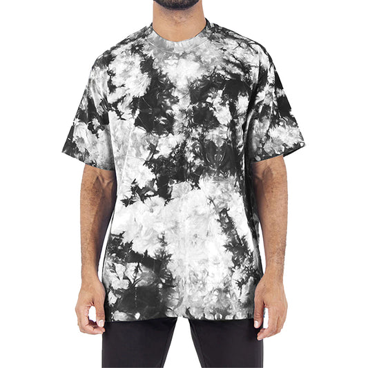 남성용 MAX 헤비급 오버사이즈 타이다이 티셔츠 블랙 앤 화이트