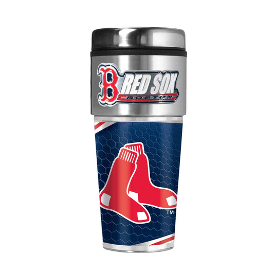 MLB Medias Rojas de Boston 16 oz. Vaso de viaje con gráficos metálicos