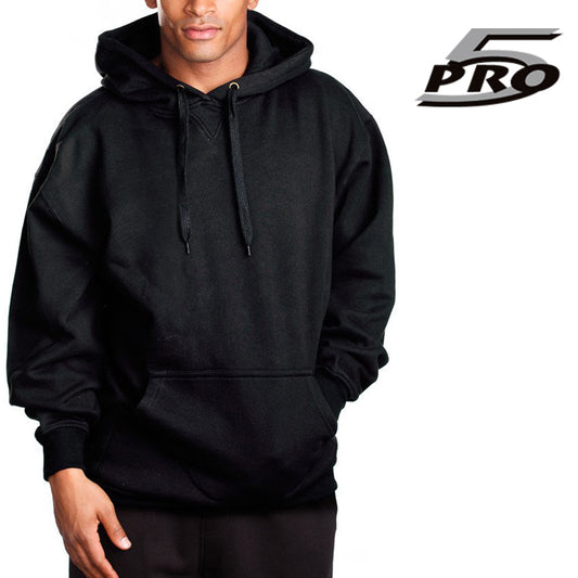 Pro 5 - Sudadera con capucha y forro polar para hombre, peso pesado, color negro