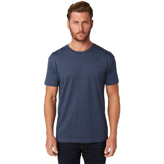 Paquete de 3 camisetas unisex de manga corta con cuello redondo y lavado suave Azul marino jaspeado