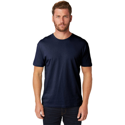 Camiseta unisex de manga corta con cuello redondo y lavado suave, paquete de 3, azul marino