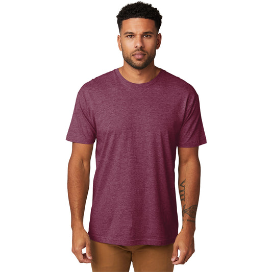 Paquete de 3 camisetas unisex de manga corta con cuello redondo y lavado suave MAROON HEATHER