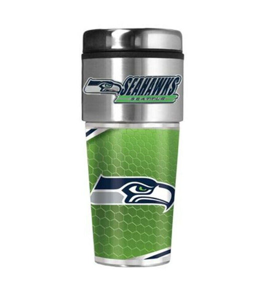 Vaso de viaje metálico Seattle Seahawks de acero inoxidable de 16 onzas